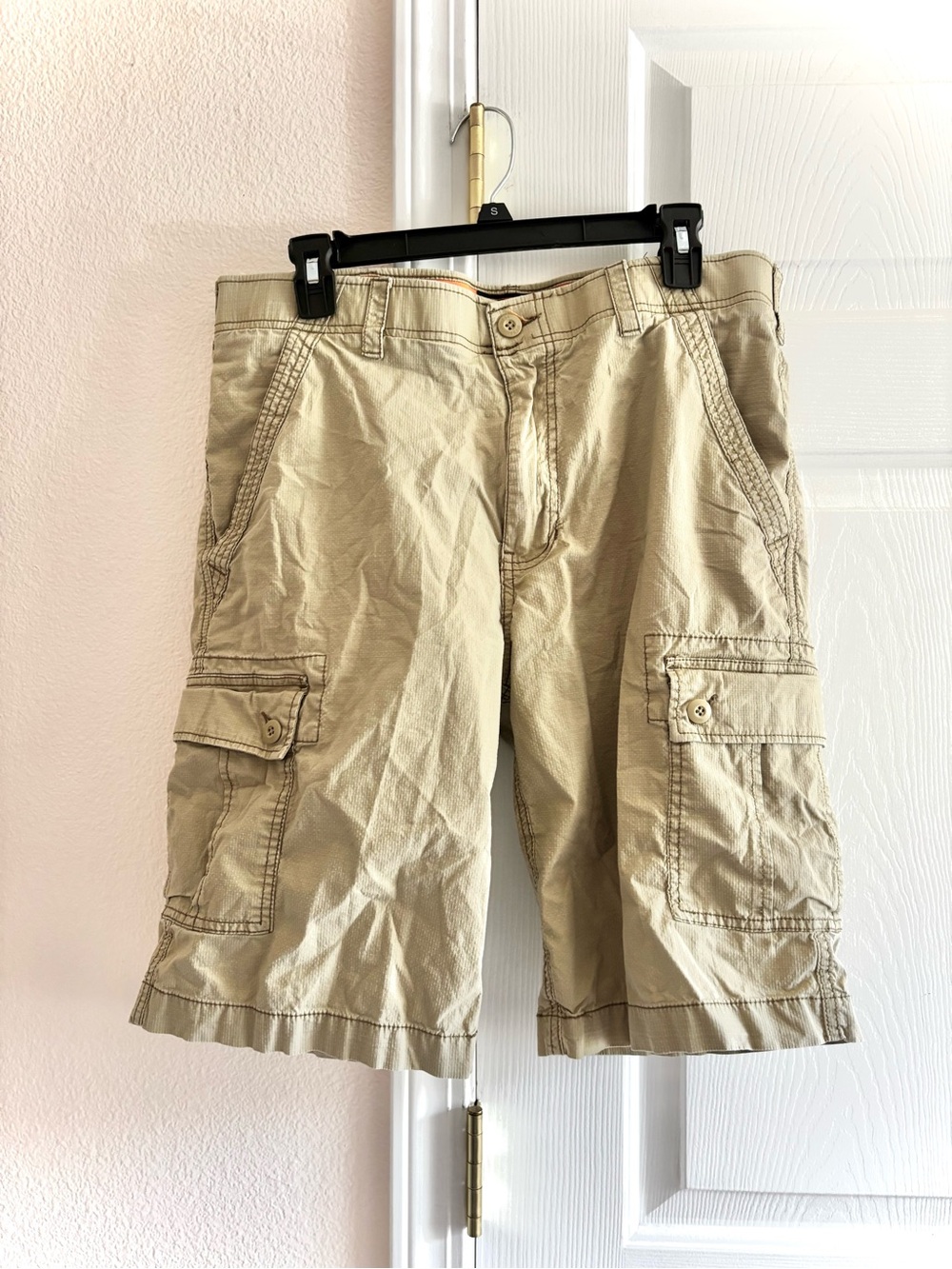 WearFirst Mens Cargo Shorts Utility Pockets Tan Color, Size 34